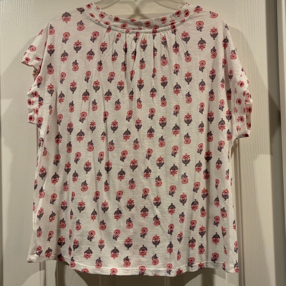 Lucky Brand White Blouse with Pink Floral Print size L like new - Picture 4 of 4